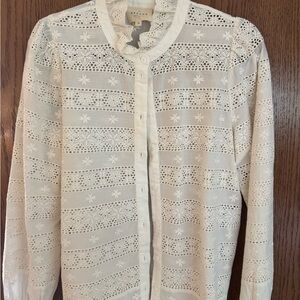 Sezane Lace Button-Up Blouse